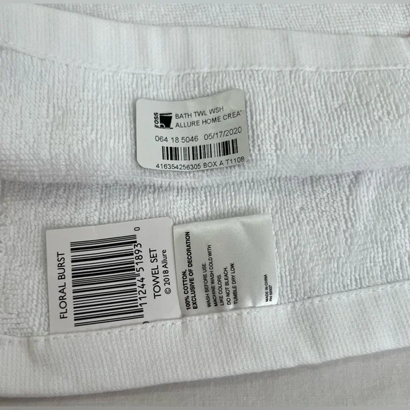 Floral Towel Set-Bath Towel 52X27 Hand Towel 27X16 New Multicolor - Picture 7 of 8